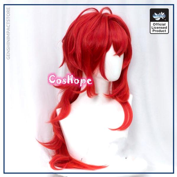 Genshin Impact Diluc Cosplay 60cm Long Red Wig Cosplay Anime Cosplay Wigs Heat Resistant Synthetic Wigs 2 - Genshin Impact Store