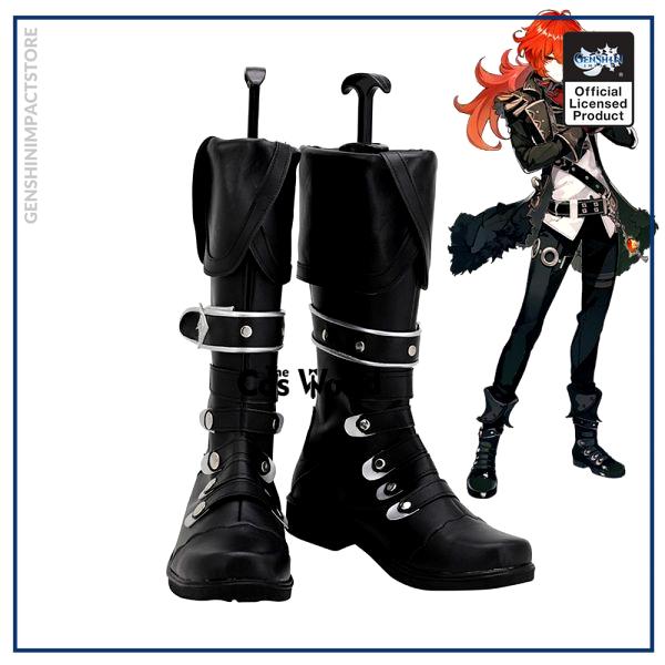 Genshin Impact Diluc Ragnvindr Games Customize Cosplay Low Heel Shoes Boots - Genshin Impact Store