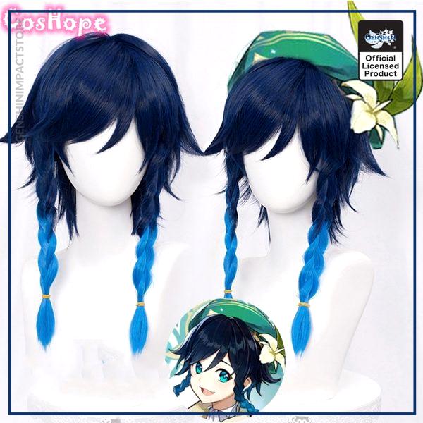 Genshin Impact Venti Cosplay Unisex 50cm Blue Wig Cosplay Anime Cosplay Braid Wigs Heat Resistant Synthetic - Genshin Impact Store
