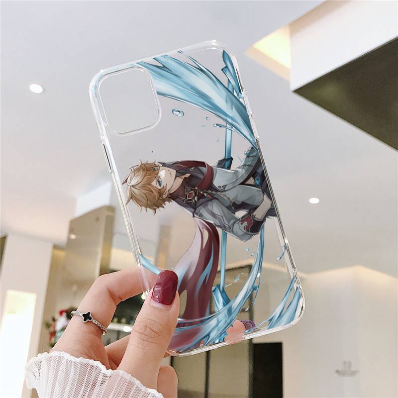 Genshin impact zhongli Phone Case Transparent for iPhone 13 7 8 11 12 s mini pro X XS XR MAX Plus cover funda