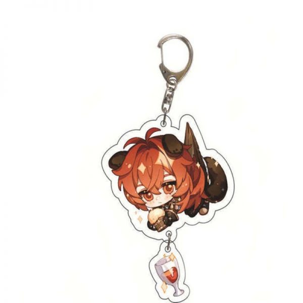 Cute Genshin Impact Diluc Ragnvindr Cosplay Acrylic Keychain G Shaped Buckle Accessories Bag Car Pendant Key Ring Game Fans Gift 800x800 1 - Genshin Impact Store