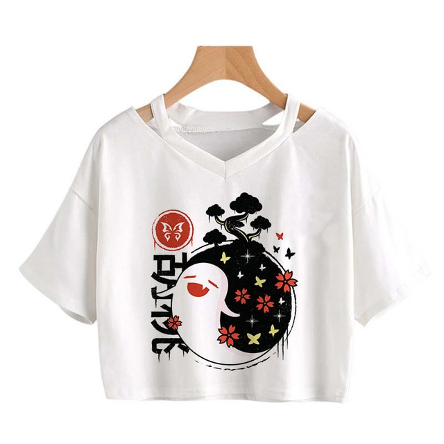 Crop Top Kawaii Genshin Impact T Shirt Women Graphic Tees Kawaii Tops Harajuku Cartoon Hu Tao 25.jpg 640x640 25 - Genshin Impact Store