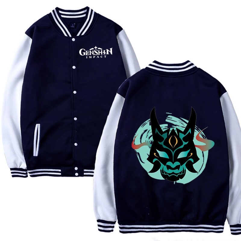 Genshin Impact Xiao Fangs Baseball Jacket Men Fashion Anime Tops Women Jackets Coat Hip Hop Boy Clothing Christmas Sweats Jacket